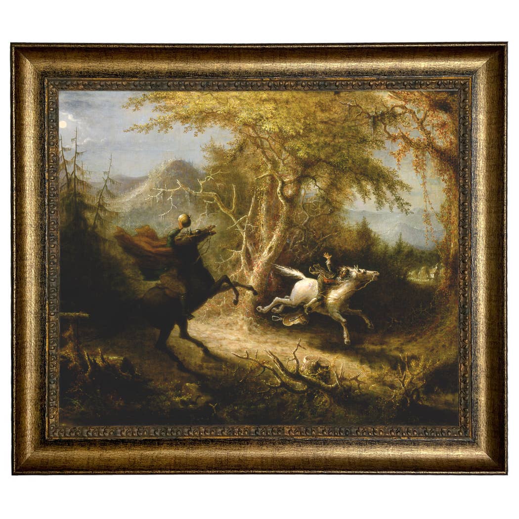 Madison Bay Co. - Historical Home Decor Reproductions - Wholesale Schilderen/Tekenen - Schilderijafdruk van de Ruiter zonder Hoofd die Ichabod Crane Achtervolgt66