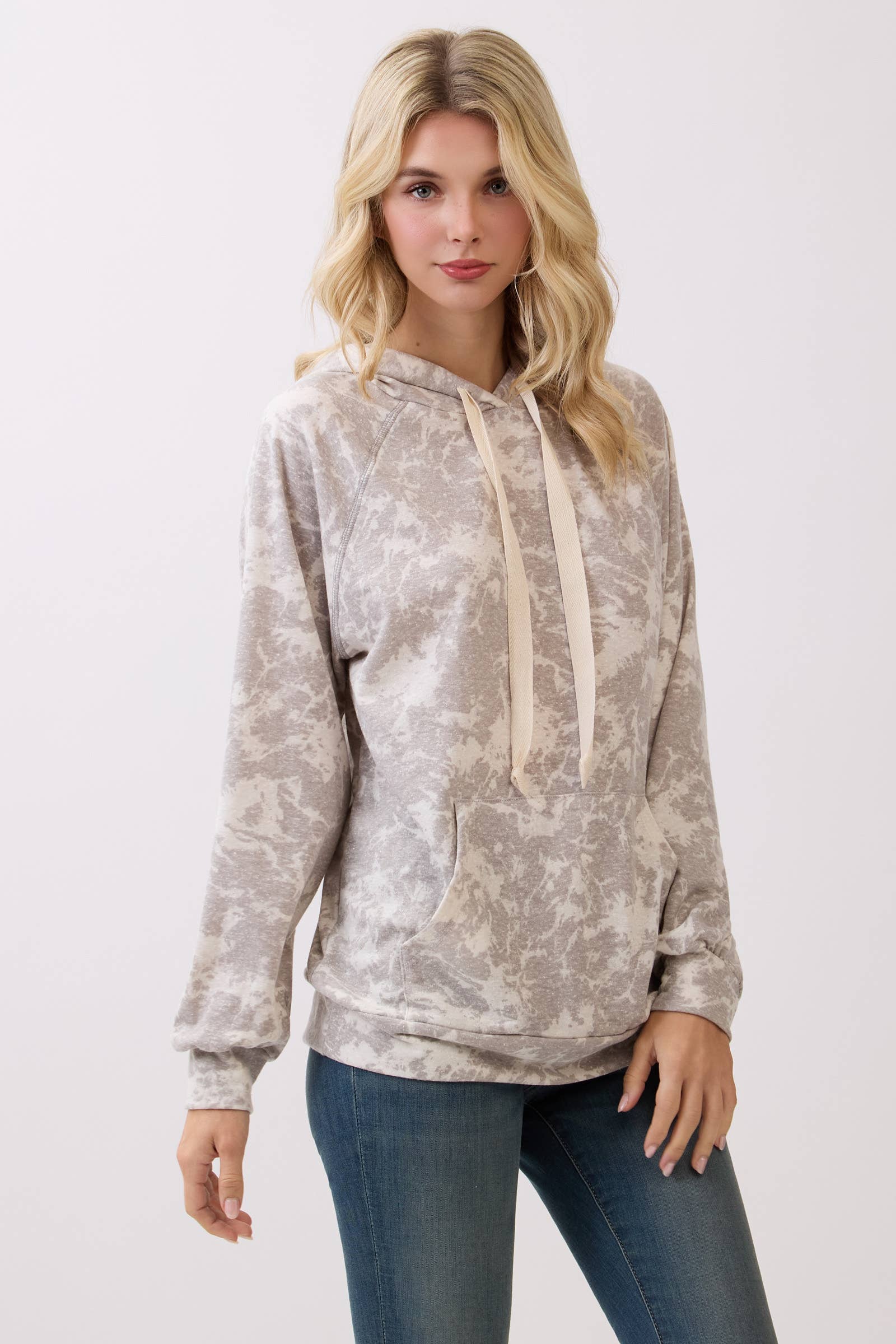 BOMBOM - Wholesale Hoodie - Women's - TL2106 Marble Wash Knit Hoodie2