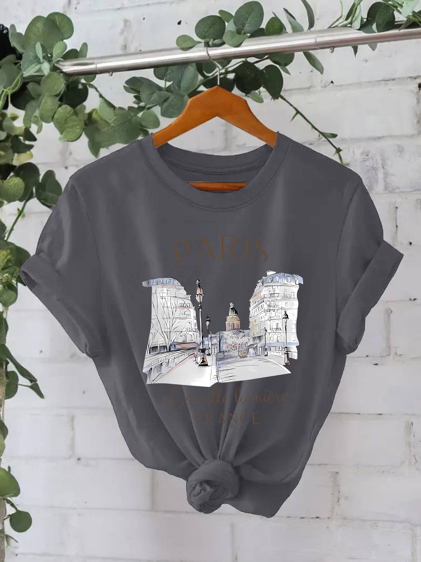 Rosa Clothing - Wholesale T-Shirt - Women's - France PARIS Champs-Elysées Graphic Short sleeve t-shirt10