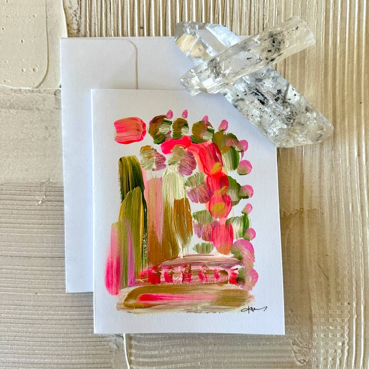 Tarjetas de arte moderno pintadas a mano - Pink Princess No.3 para venta al por mayor de Quartz Row