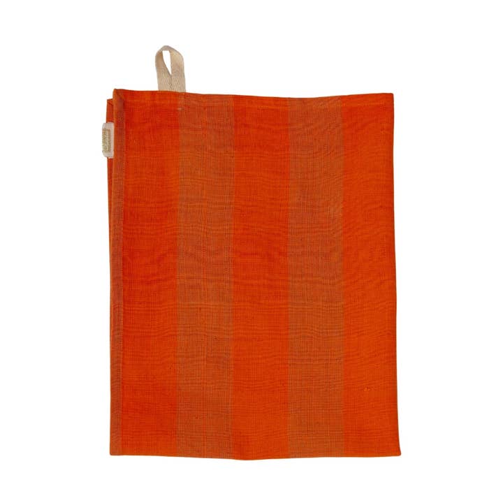 Tea Towel - Large Orange Stripe for wholesale by Bonheur du Jour