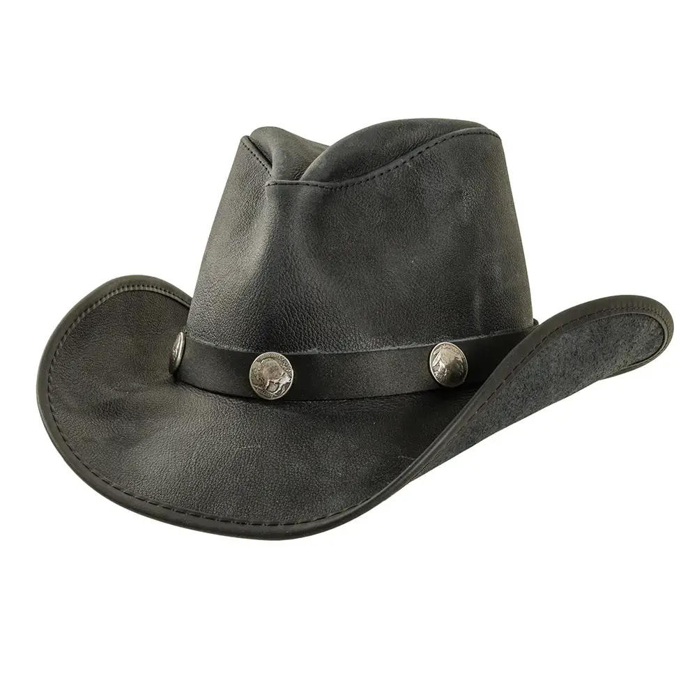 American Hat Makers - Venta al por mayor Sombrero cowboy - Unisex - Sombrero Vaquero de Cuero Genuino con Concho - Estilo Cyclone15