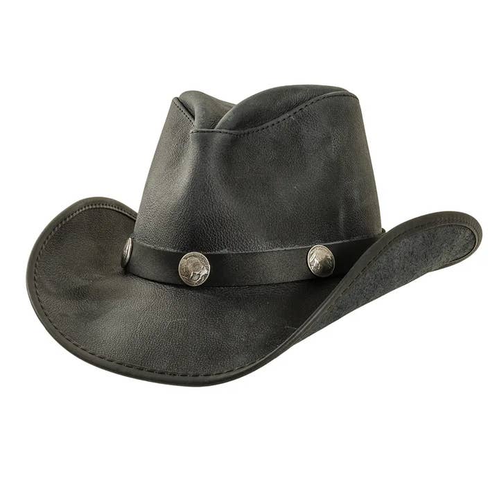 American Hat Makers - Venta al por mayor Sombrero cowboy - Unisex - Sombrero Vaquero de Cuero Genuino con Concho - Estilo Cyclone15