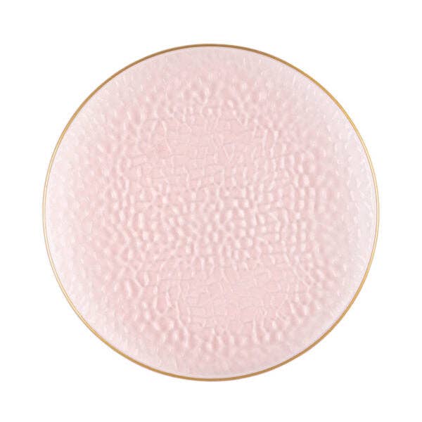 Posh Setting - Wholesale Disposable Plate - Pink and Gold Round Hammered Plastic Plates - Organic Hammered0