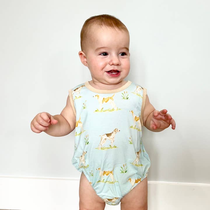 Hunting Dogs Bubble Romper for wholesale by Sweet Bay Clothing