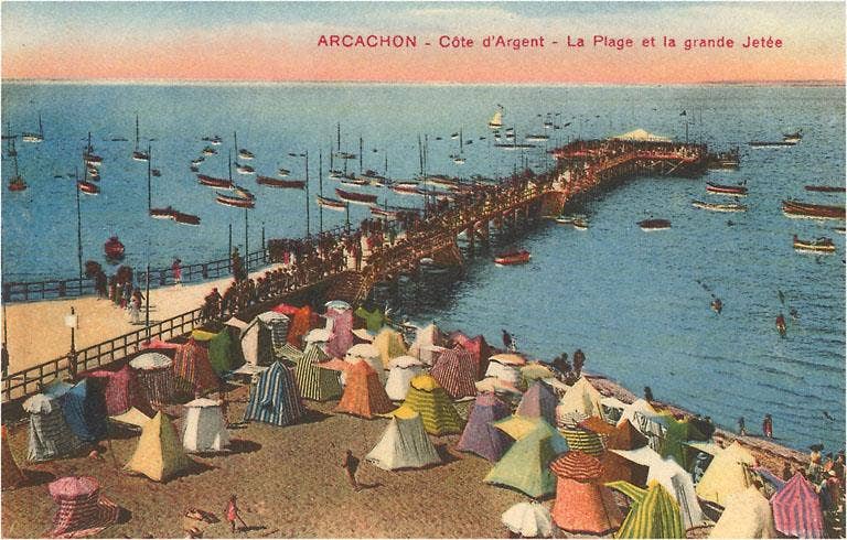 Found Image Press - Wholesale Postcard - Postcard FF-08 Aracachon, Pier and Beach, France0