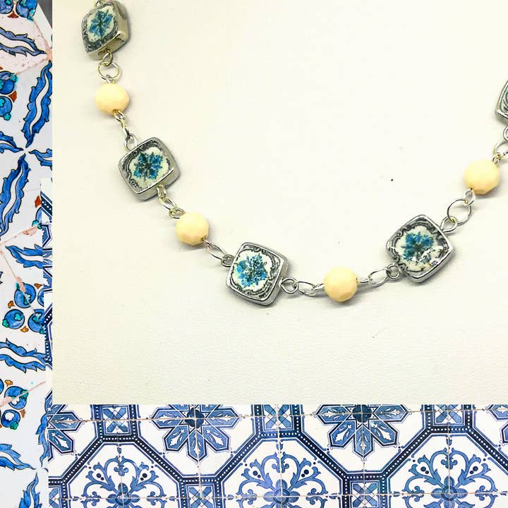 LUSO TILES JEWELRY – wholesale Jewellery set – Romantic style choker and earrings set, Delicate necklace an