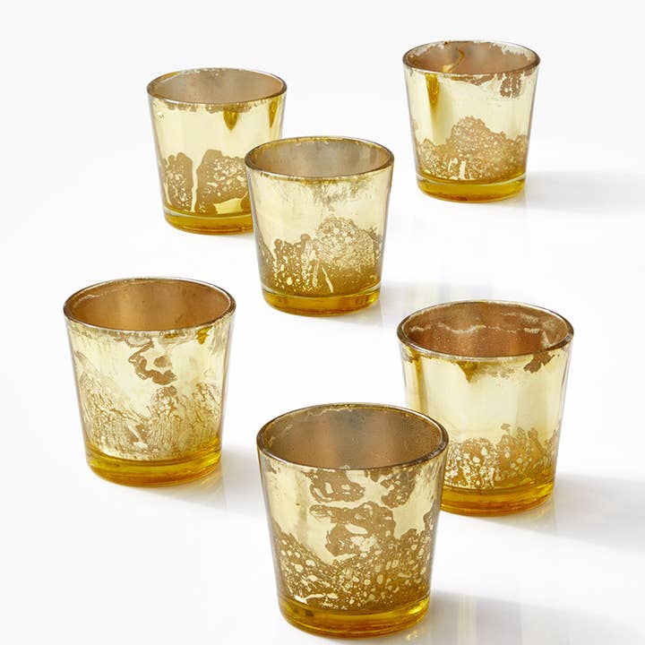 Jamali Garden - Wholesale Candle Holder - 2 ½in Antique Light Gold Tapered Votive Holder