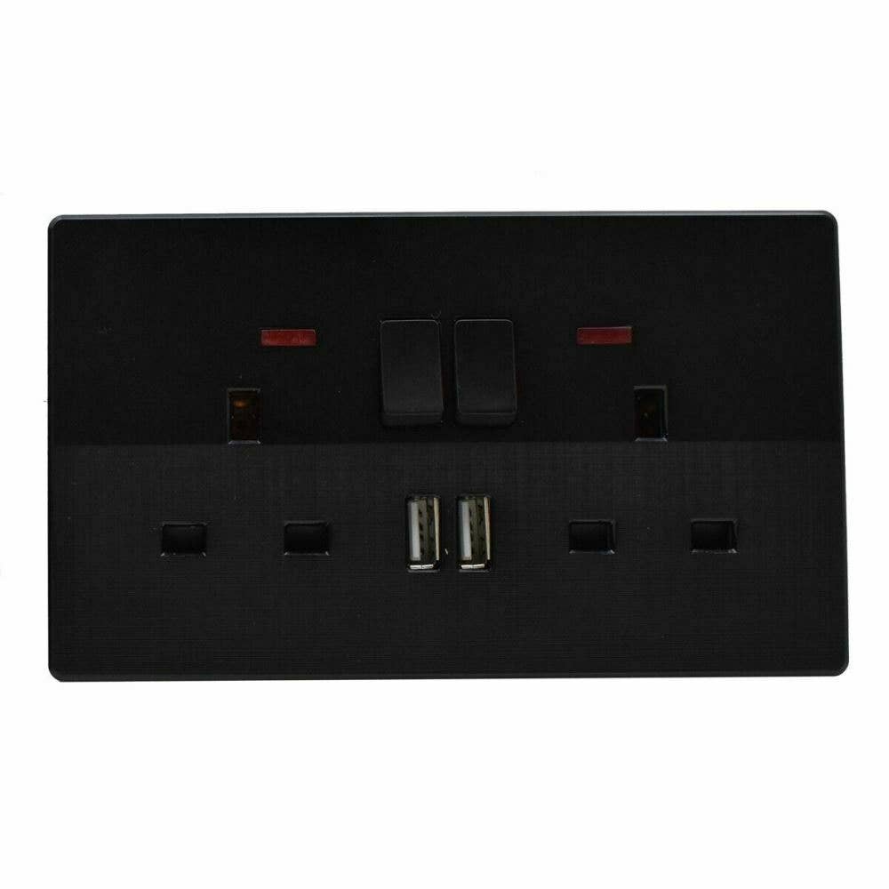 Ledsone – wholesale Light switch cover/plate – Single Double Screwless Black Light Switches & Socket Flat4