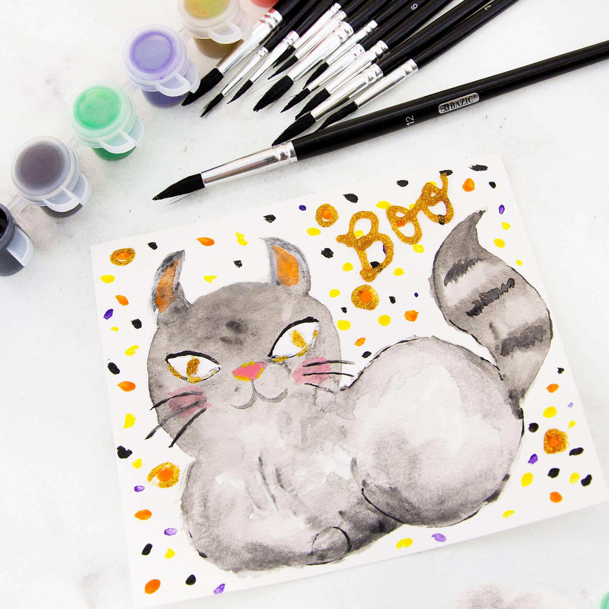 BAZIC Products - Vente Pinceaux à peinture/cire - Pinceau rond en poils naturels (12/paquet)4