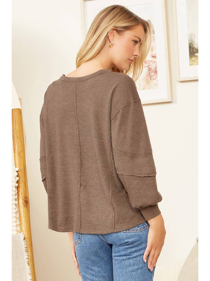 Andrée by Unit - Wholesale Shirt - Women's - Round Neck Hacci Top MHS48