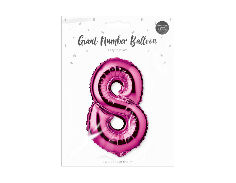 360Direct - Wholesale Balloon - Pink Foil Number Balloon 65cm8