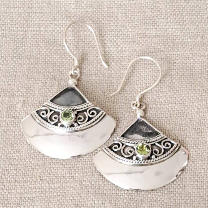 Peridot .925 Sterling Silver Earrings from Bali for wholesale by Dalfiya