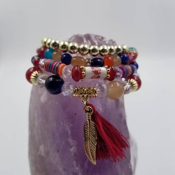 Colorful Beaded Stacks Bracelet Sets Of 4 for wholesale by magnolia jewelry