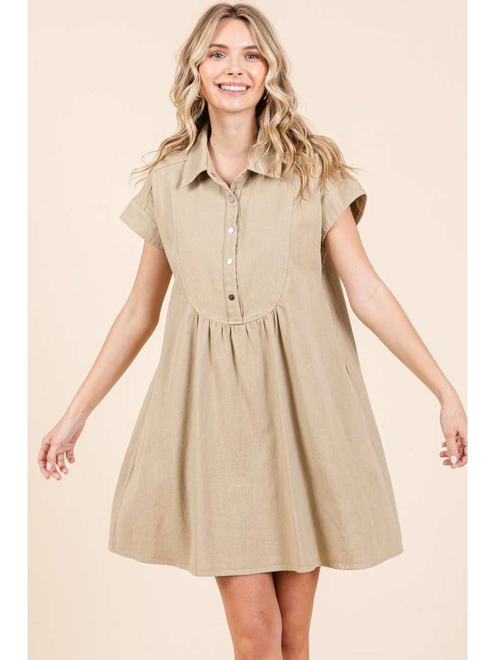 mittoshop – Engroshandel Kjole - Dame – TWILL KORTÆRMET MINIKJOLE MED KRAVE18