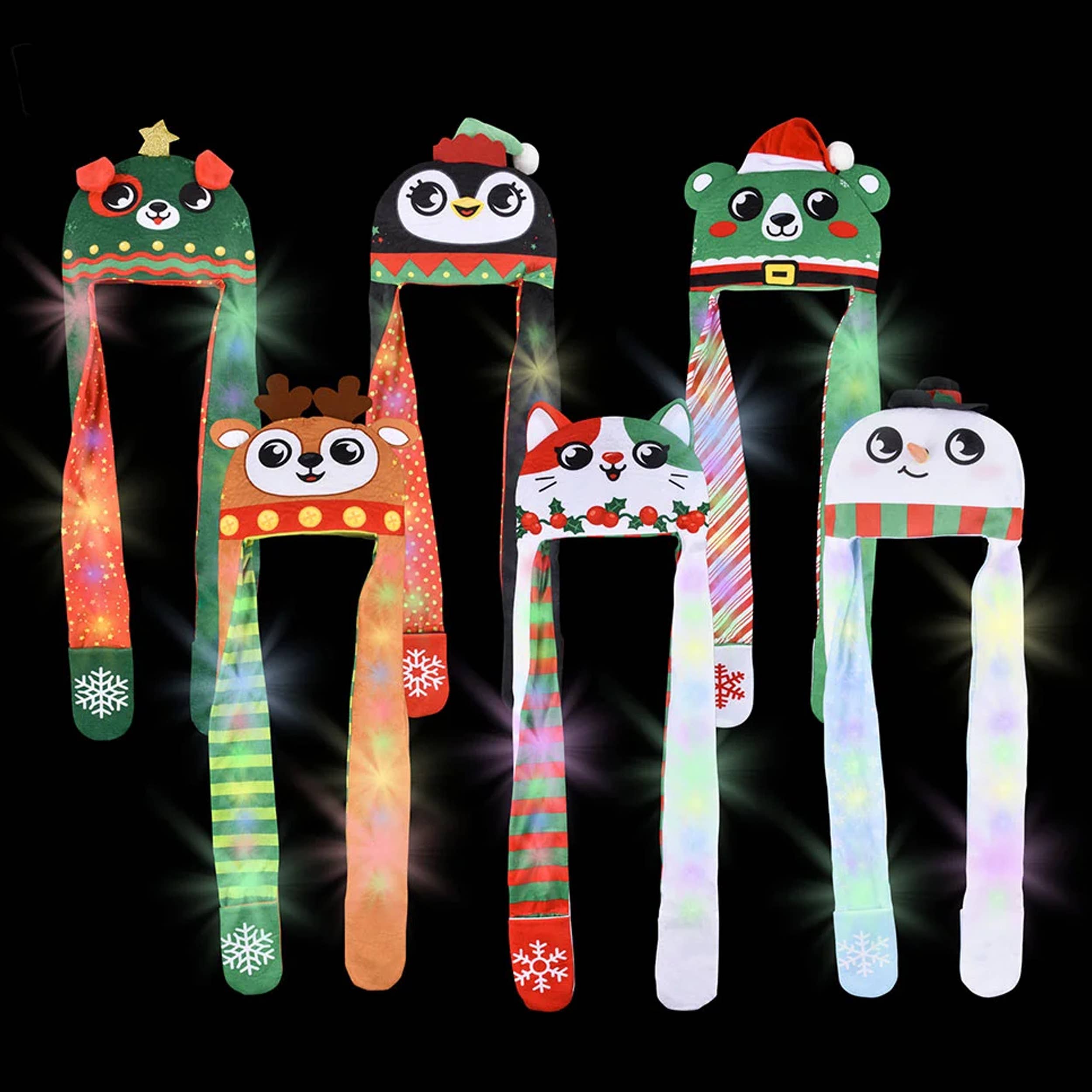 HALLEE - Wholesale Scarf - Women's - Light Up Christmas Plush Scarf Hat - Assorted0