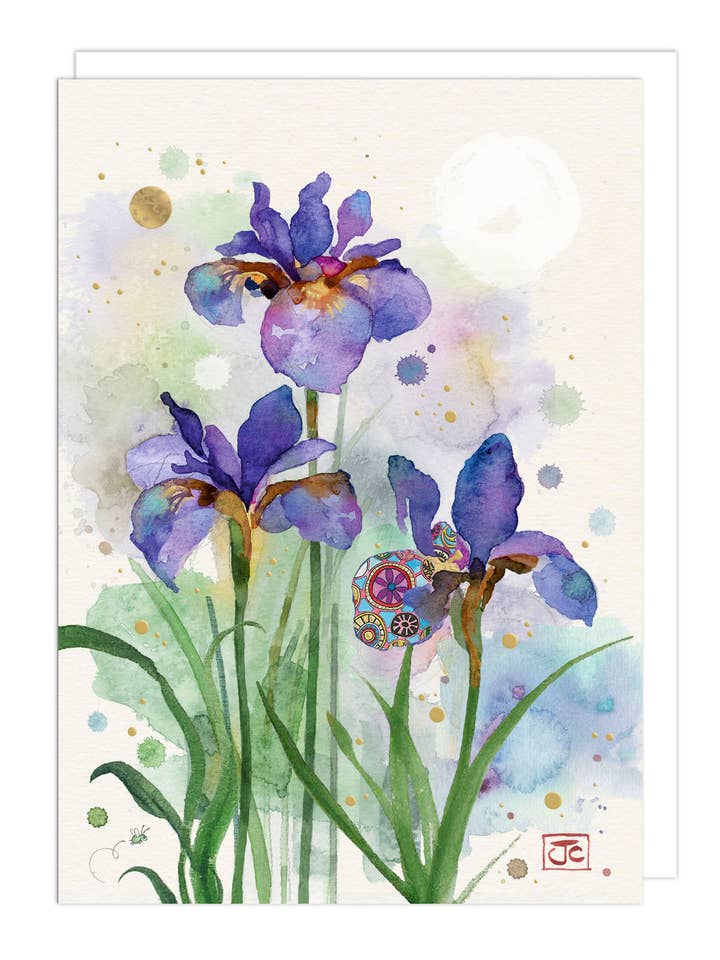 Purple Irises Blank Card for wholesale by Notes & Queries, Inc.