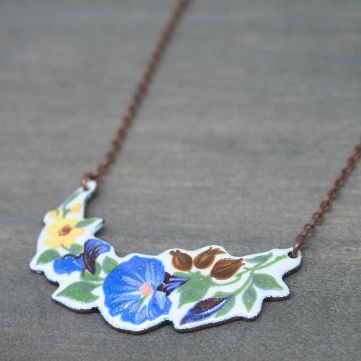 Blomhalsband, Blomma för dagen, Vintage vårsmyckesgåva för wholesale av Rising Jewelry