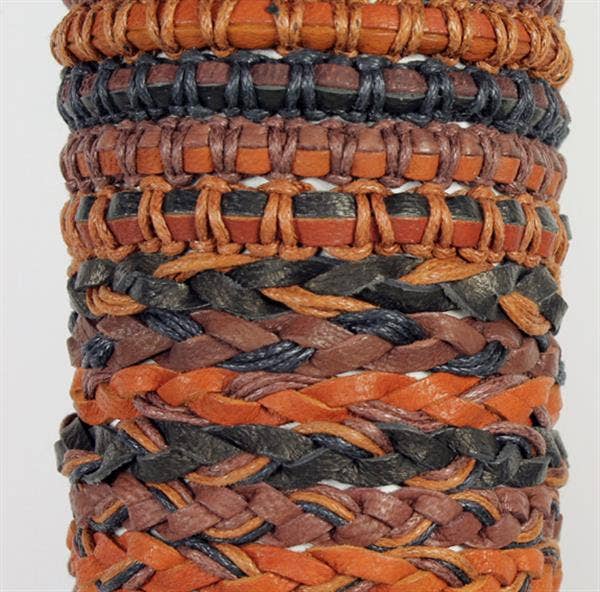 Western Counties Wholesale – wholesale Woven/braided bracelet – Brown Leather & Cord Wristbands On Tube1