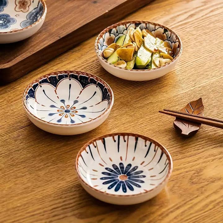 Huis Van Merken - Wholesale Condiment/Dip Bowl - 6PC Bohemian Ceramic Dipping Dishes – Round Decorative Sauce Plates1
