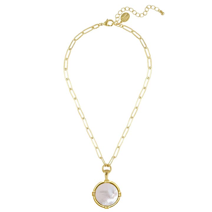 Susan Shaw - Wholesale Pendant/Charm Necklace - Ida Paperclip Necklace - Mother of Pearl