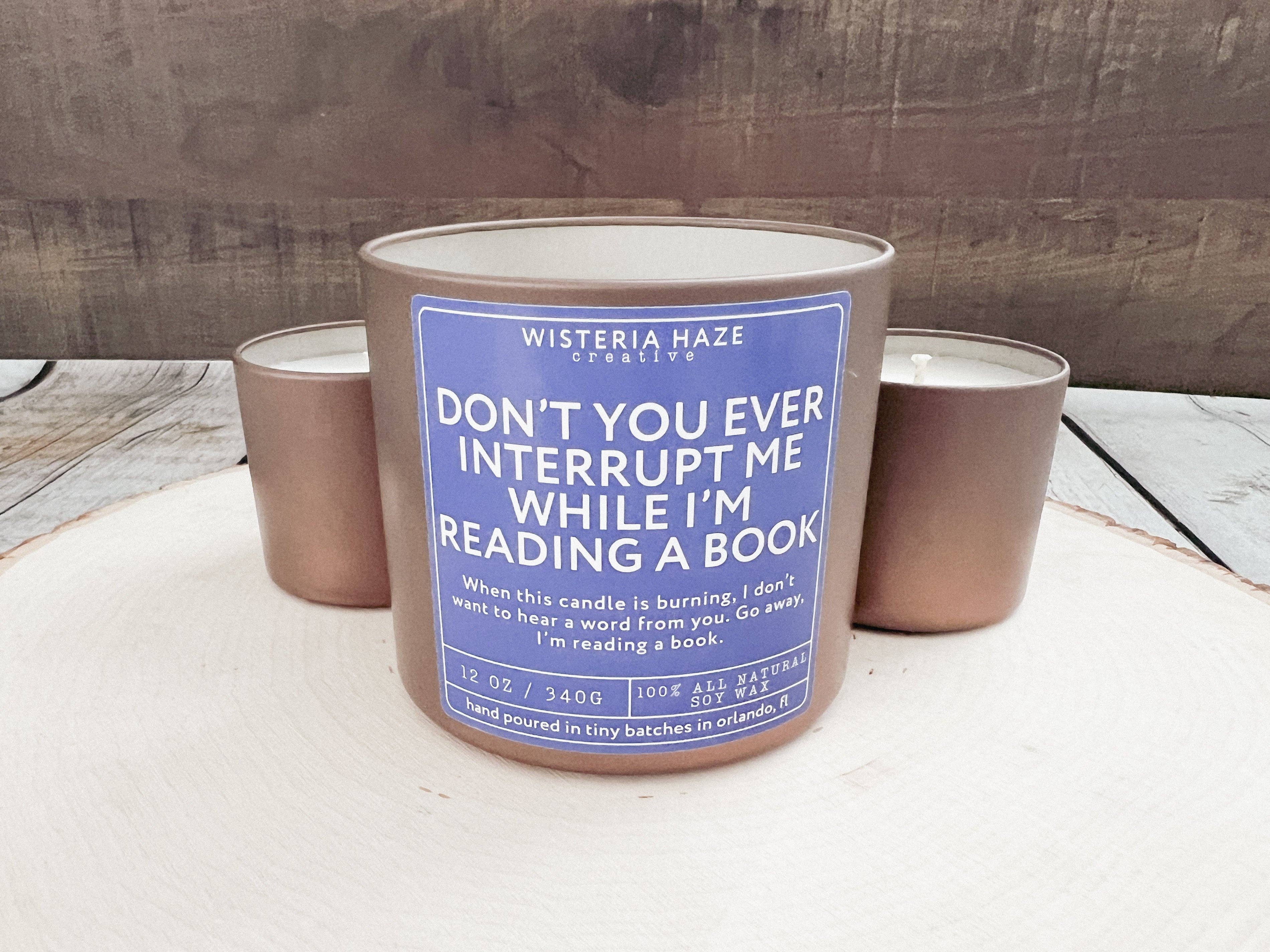 Wisteria Haze Creative - Wholesale Jar/Filled Candle - Don't You Ever Interrupt Me While I'm Reading a Book Candle