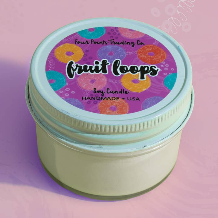 Pop Scents Fruit Loops 4 oz Soy Candle for wholesale by Four Points Trading Co