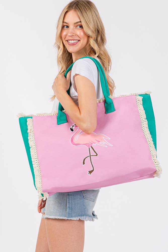Hana - Wholesale Tote Bag - Women's - Embroidered Design Patch Fringe Summer Tote Bag11