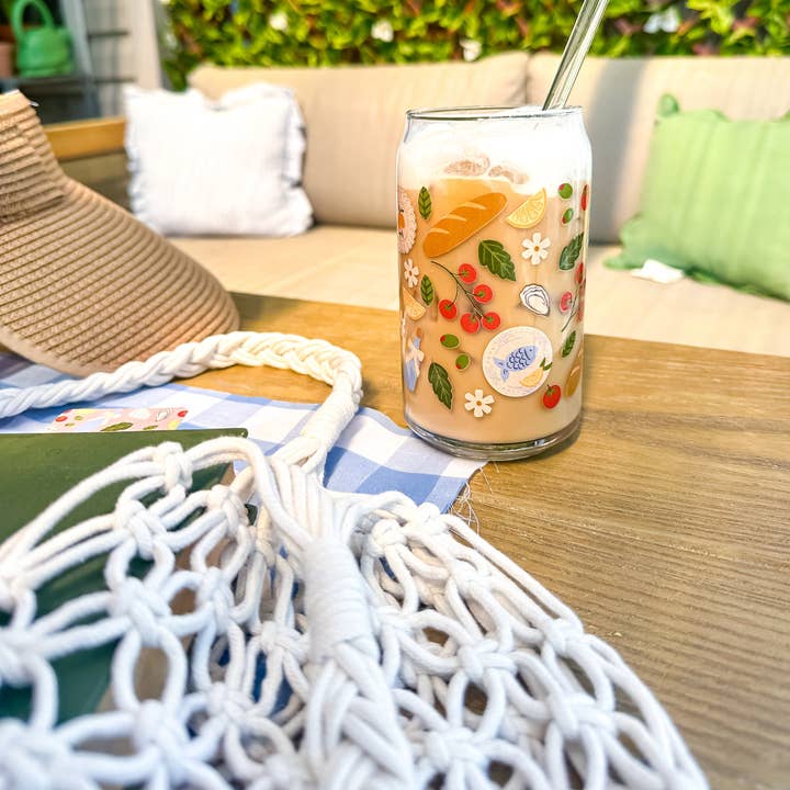 Mediterranean Summer | Libbey Glass Can Iced Coffee Glass for wholesale by Oak Shore Collective LLC