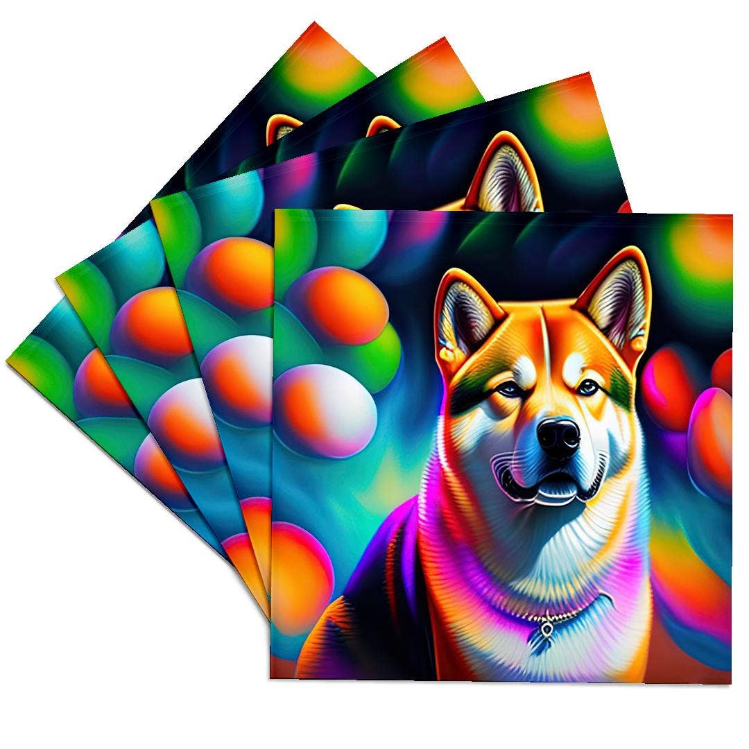 3dRose - Vendita all'ingrosso Sottobicchiere - 3dRose, Splendido ritratto di cane Shiba Inu. Regalo di pittura digitale fantasy, Sottobicchiere0
