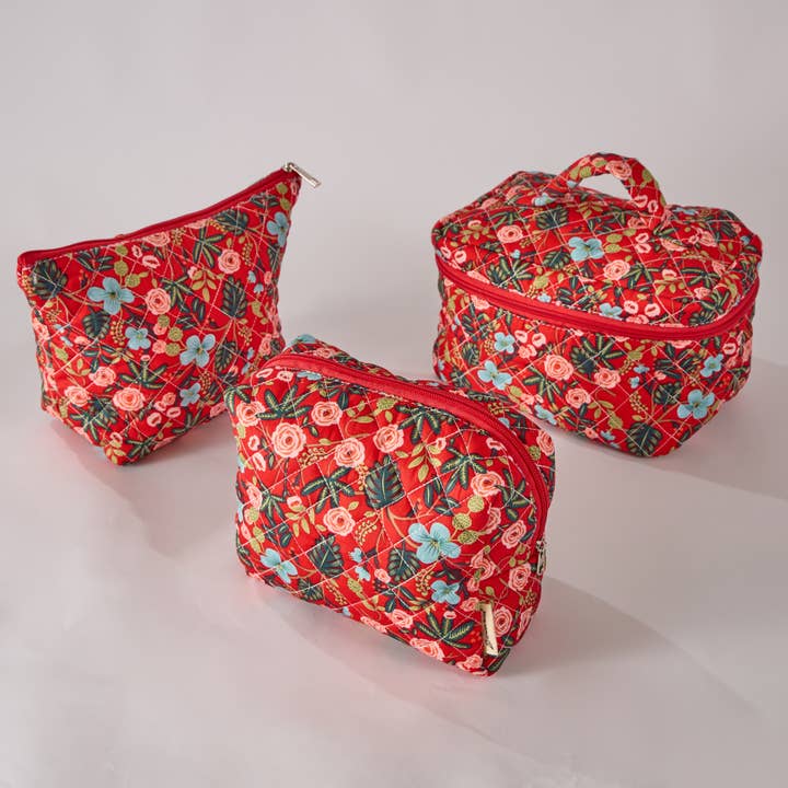 Sparkle Being – wholesale Make-up/cosmetic bag – Nature's Bloom Floral Quilted Makeup Cosmetic Toiletry Bag