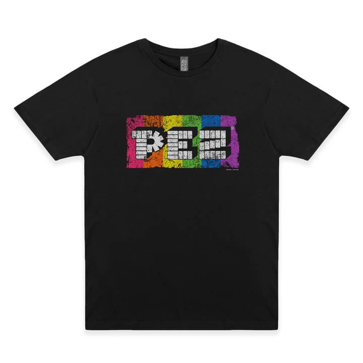 PEZ 80s Neon Rainbow Tee for wholesale by www.sweetvintagetees.com