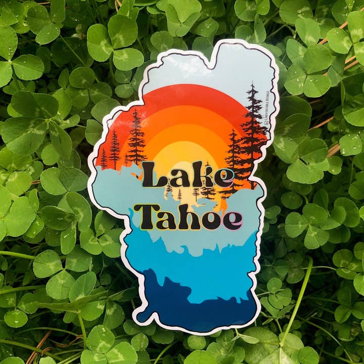 Lake Tahoe klistermærke, retro klistermærke, regnbue klistermærke for engroshandel hos Lady Doodle Denise