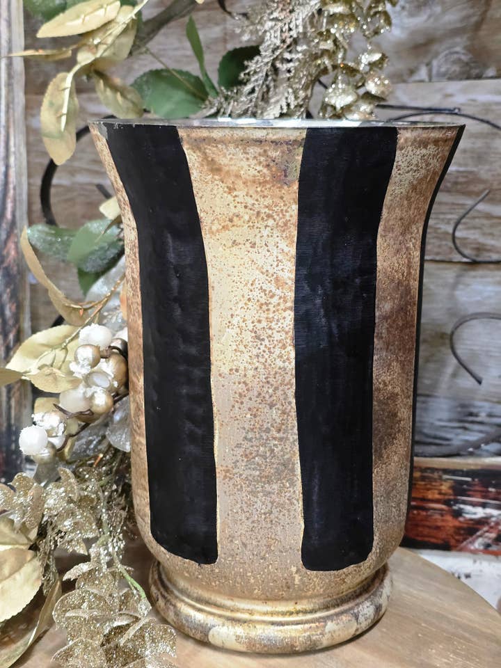 Ebony & Gold Urn Vase 6.5x6.5x10in for wholesale by Wholesale Home Decor