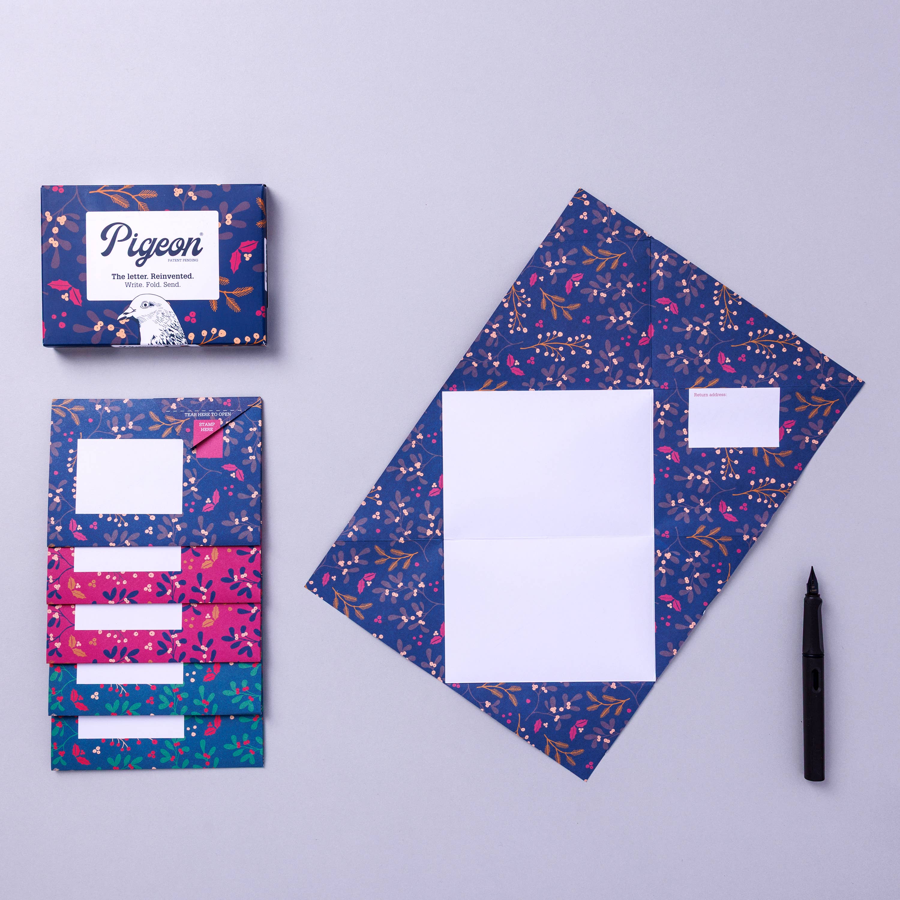 pigeonposted - Wholesale Stationery/Notecard Set - Winter Berries Pigeon letter pack1