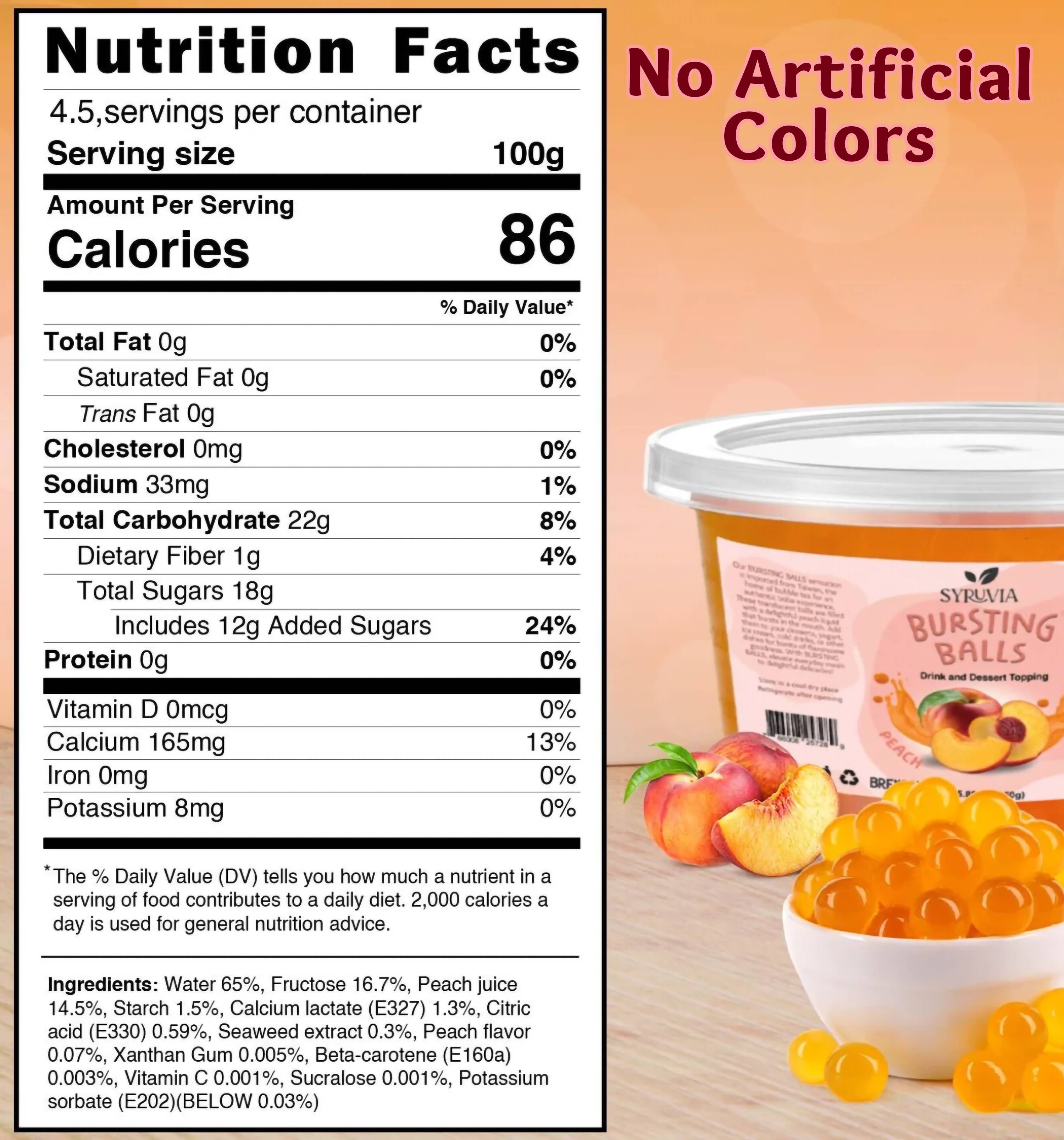 Syruvia - Vente Préparation pour boisson - 1 lb de perles de tapioca éclatantes saveur pêche1