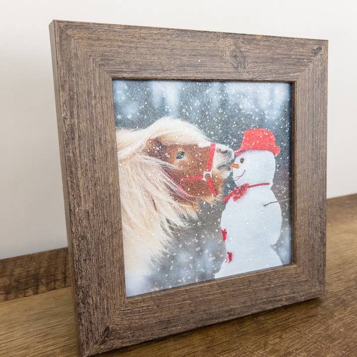 Summer Snow Art - Wholesale Christmas Wall Art - Snowman Horse Pony Can't Resist Art Picture Christmas2