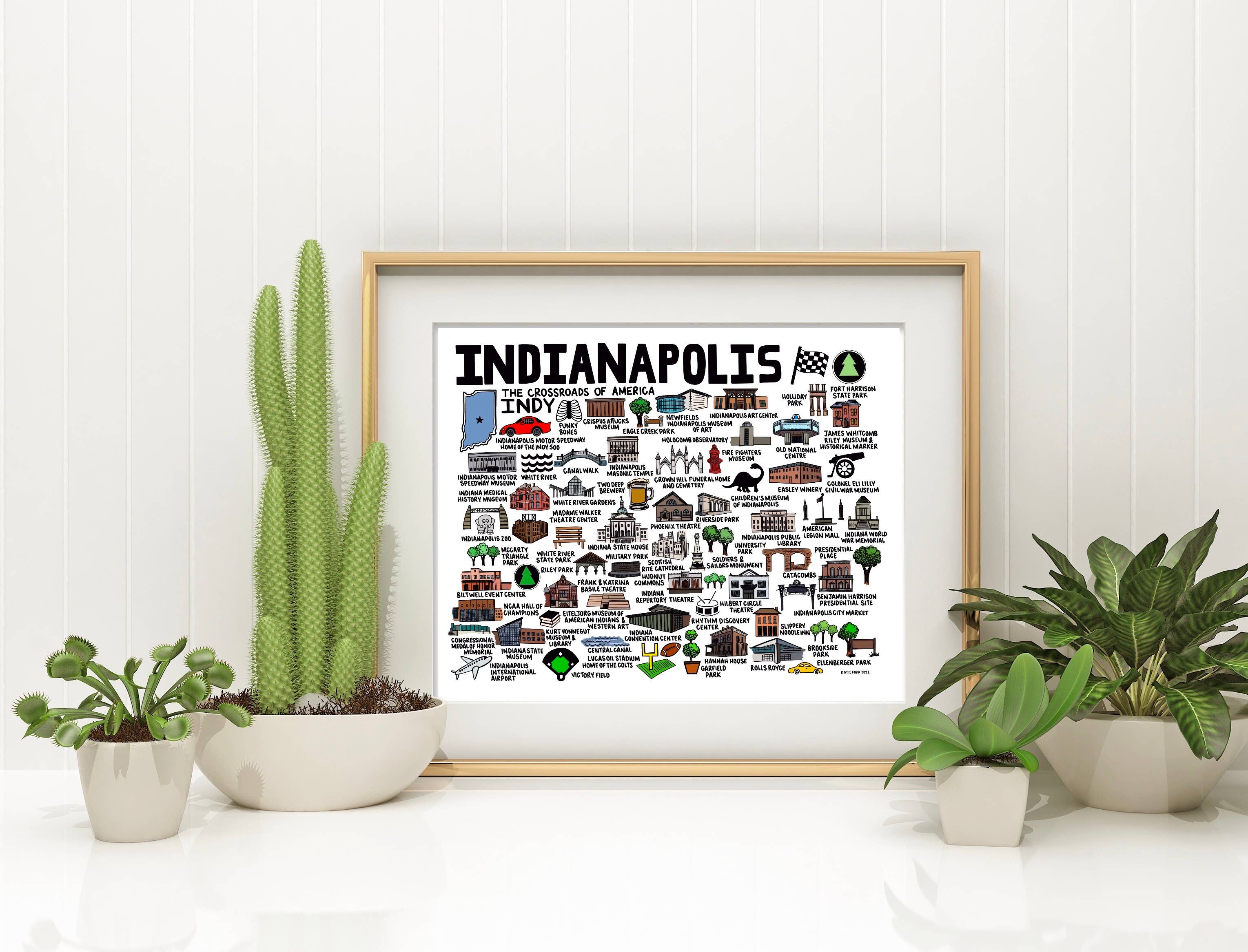 Whereabouts Shop - Wholesale Art Print - Indianapolis Map Color1