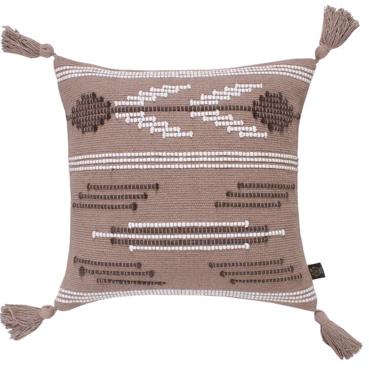 Elizabeth Abstract Design Cotton Throw Pillow with Tassels for wholesale by House Of MV
