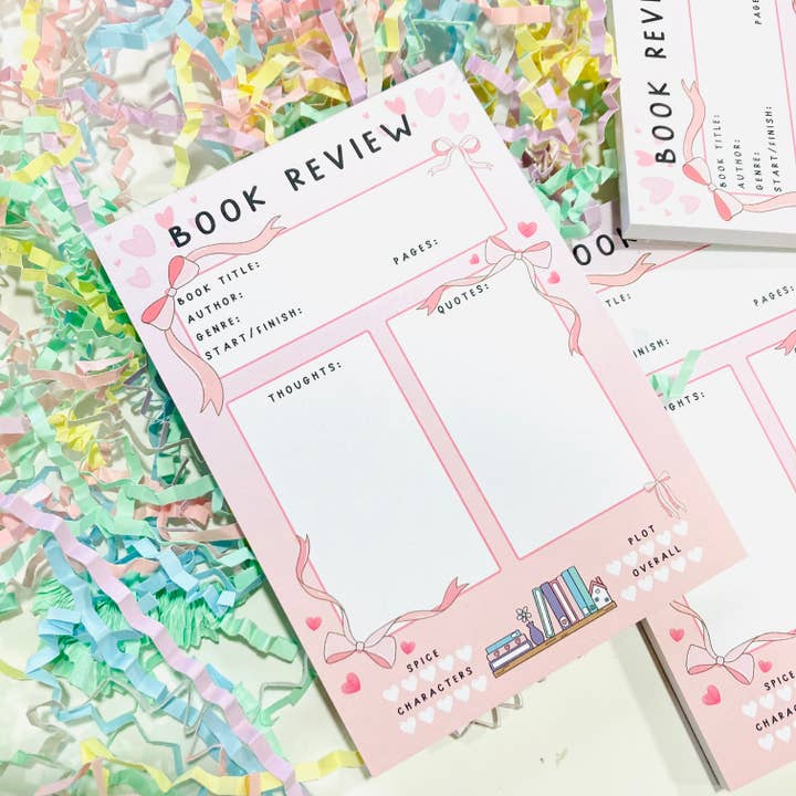 The Stickityboo Co - Wholesale Notepad - Pink Coquette Bow A6 Romance Book Review pad