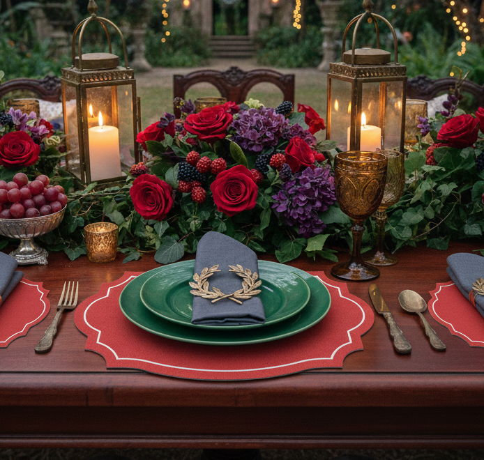 C SQUARED DESIGN - Venta al por mayor Manteles individuales - MANTEL INDIVIDUAL CON ASPECTO DE TEXTURA DE TELA ROJA VINTAGE2