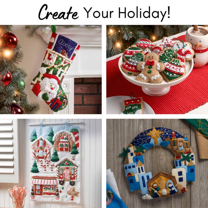 Plaid Crafts - Wholesale Ornament Set - Bucilla Cozy Christmas Felt Ornaments Set of 6