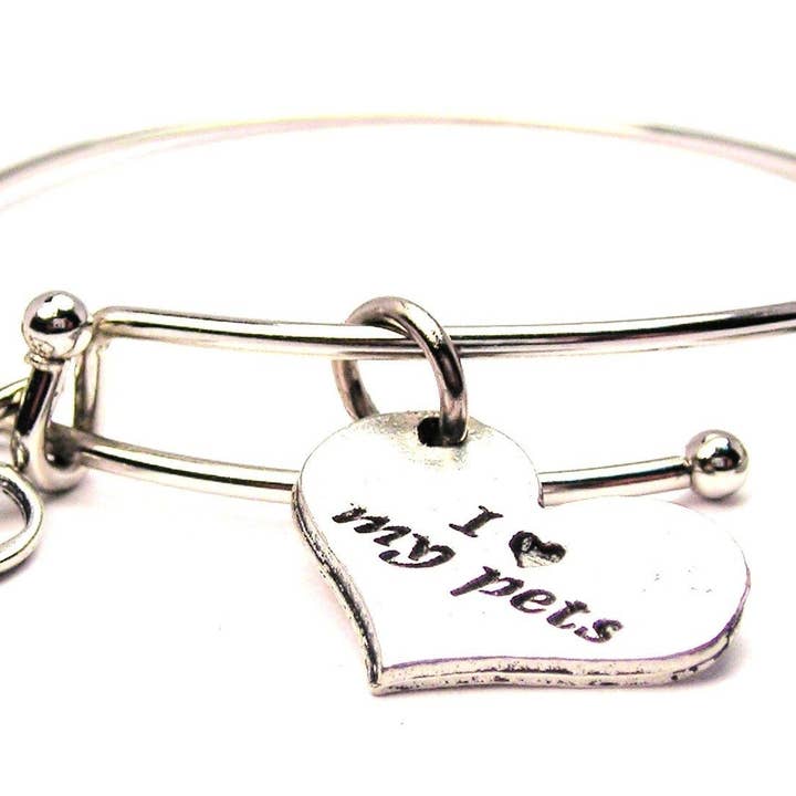 I Love My Pets Expandable Bangle Bracelet Animal Awareness for wholesale by Chubby Chico Charms