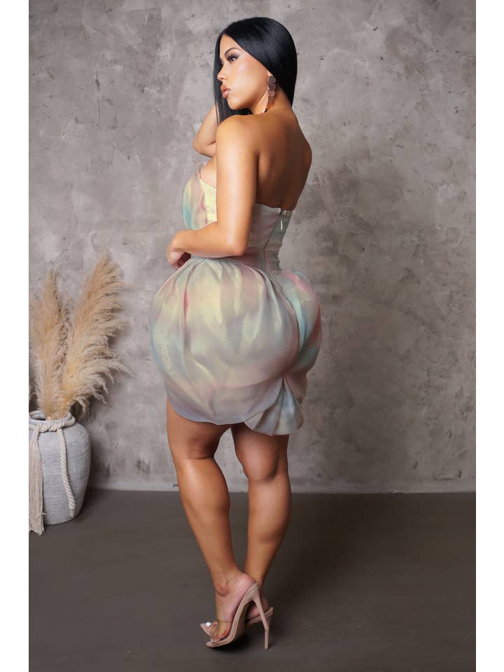 Multi Colored RAINBOW TULIP MINI DRESS for wholesale on Faire1