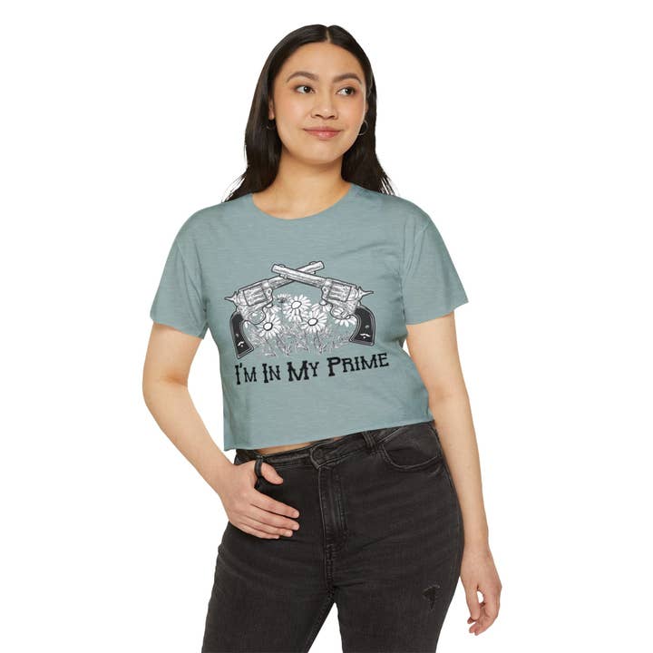 Itsy Bitsy Cryptids - Wholesale Screen printed t-shirt – Women′s - I Am In My Prime Festival Crop Top11
