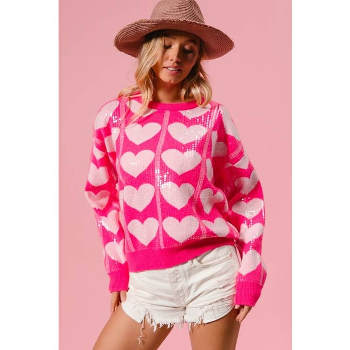 Camisola de Lantejoulas Transparente com Corações por Todo o Lado por atacado de IVE