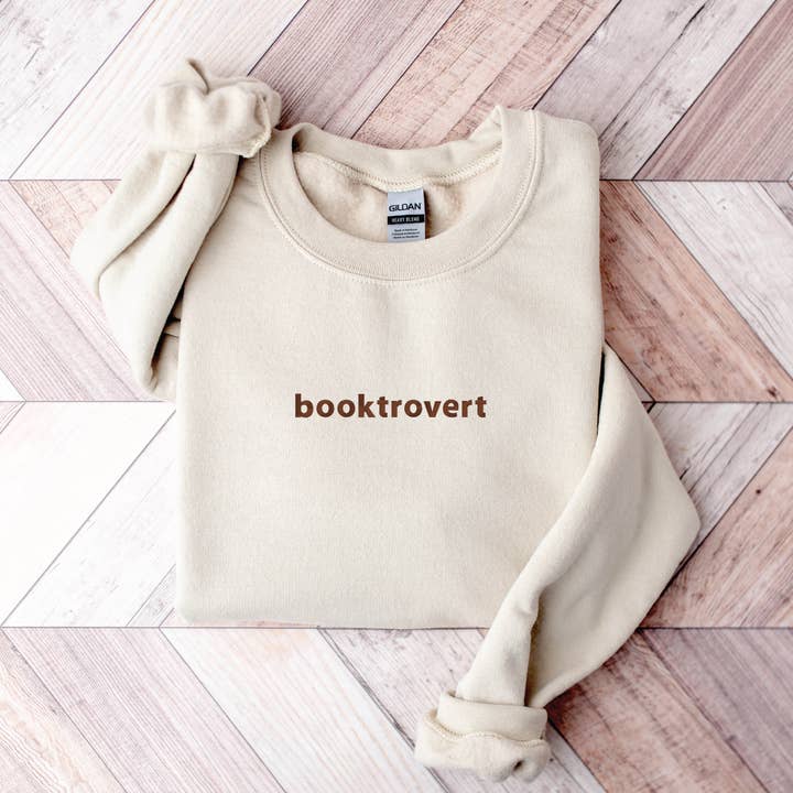 EMBROIDERED Booktrovert Sweatshirt for Women Book Lover Gift for wholesale by P E T I T R U E