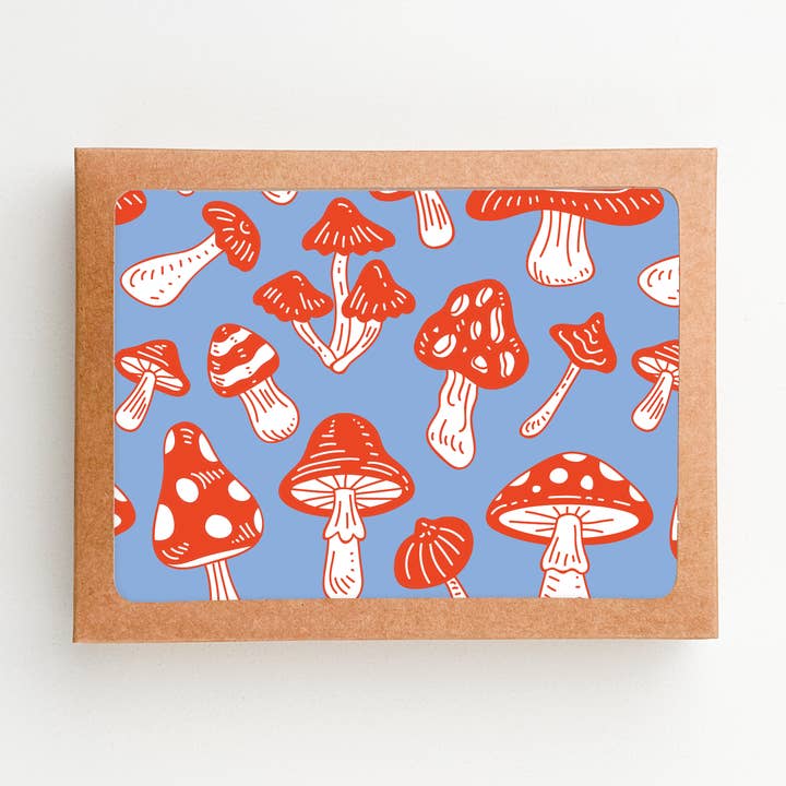 Ensemble de cartes de notes Funky Mushroom Box pour la vente par HellaHoney Co