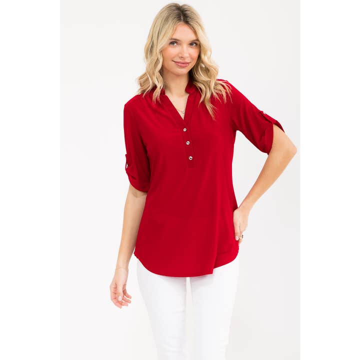 CHEMISE MANDARINE ITY À DEMI-BOUTONNAGE AVEC PATTES À ROULEAU pour la vente par Perseption