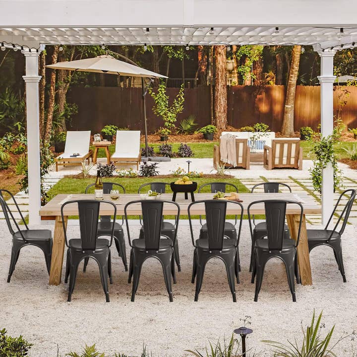 Black Chic Stackable Metal Dining Chairs for Indoor-Outdoor Use for wholesale on Faire